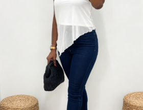 ook femme avec jean skinny, mules à talons et sac