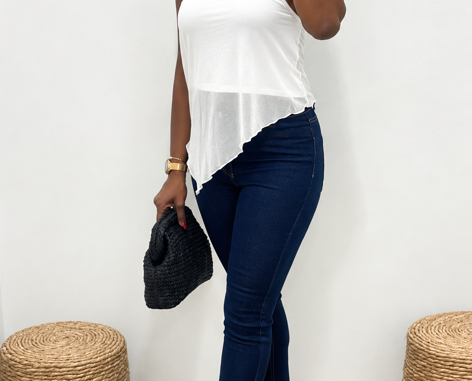 ook femme avec jean skinny, mules à talons et sac